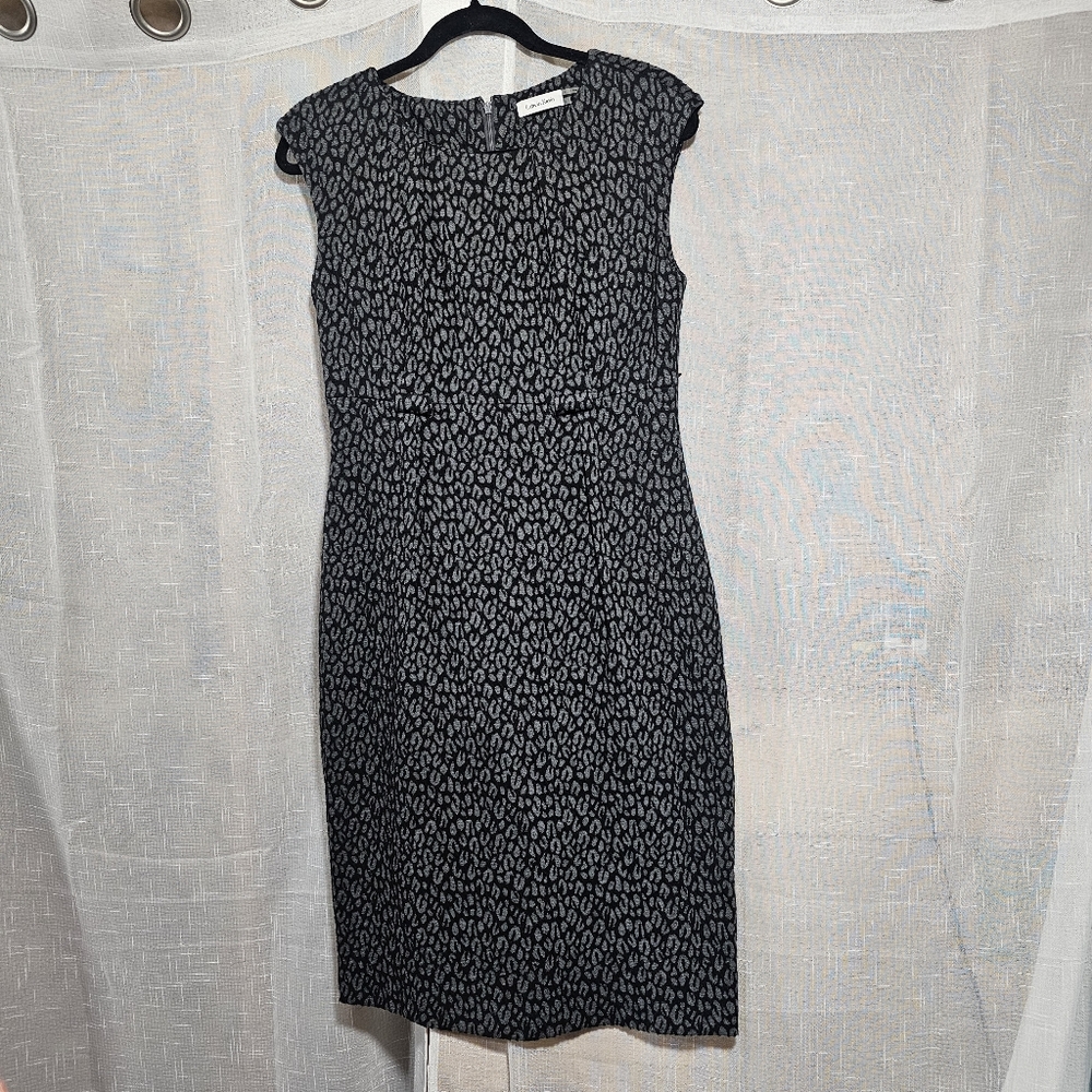 Calvin Klein sz 8 womens pencil dress gray small cheetah print